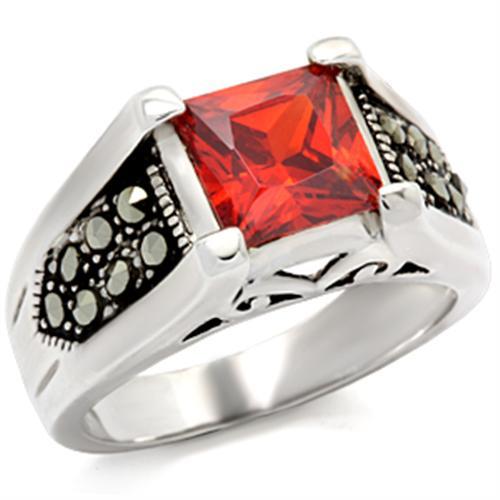 Antique Tone 925 Sterling Silver Ring with AAA Grade CZ  in Garnet