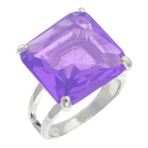 High Polished 925 Sterling Silver Ring with AAA Grade CZ  in Amethyst