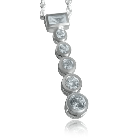 Rhodium Plating 925 Sterling Silver Chain Pendant with AAA CZ in Clear