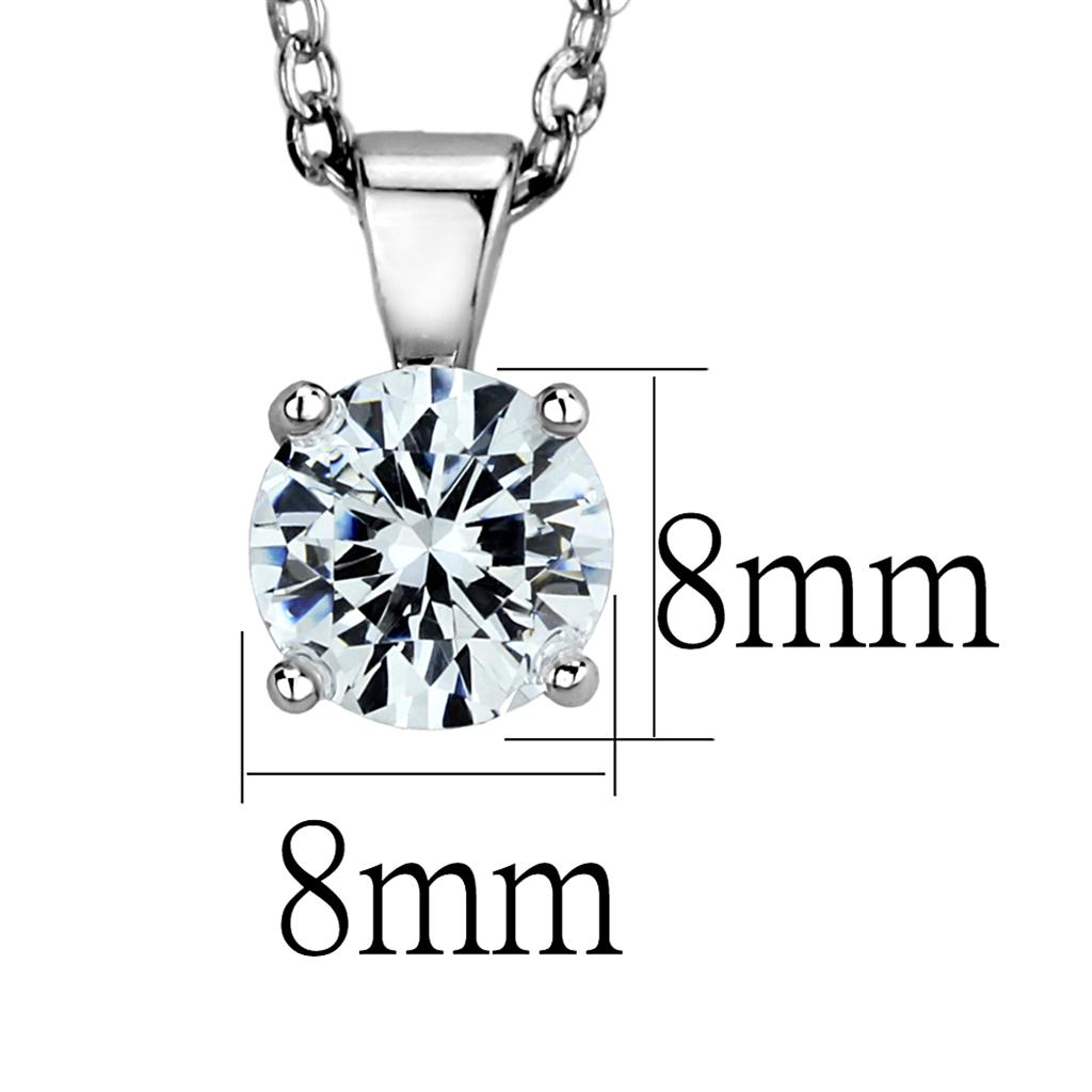 Rhodium 925 Sterling Silver Chain Pendant with AAA Grade CZ  in Clear