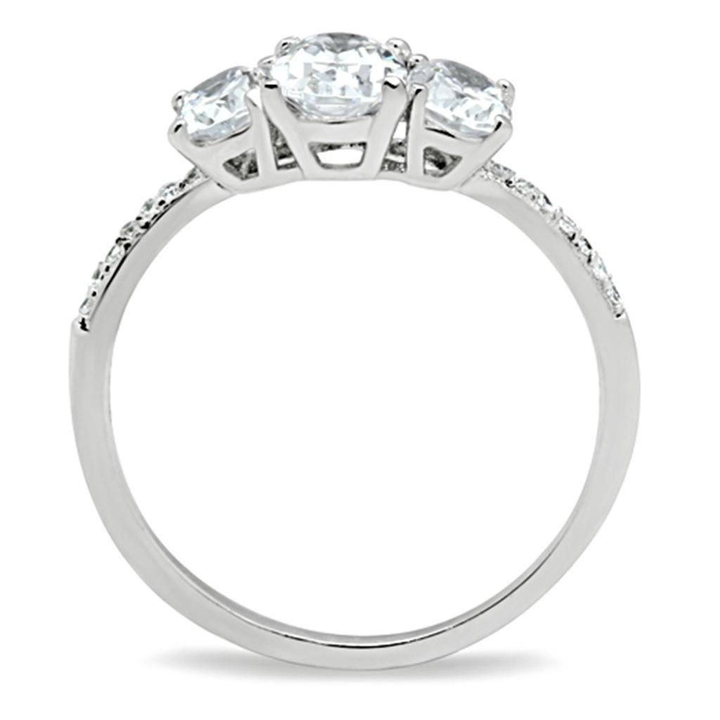 Rhodium 925 Sterling Silver Ring with AAA Grade CZ  in Clear