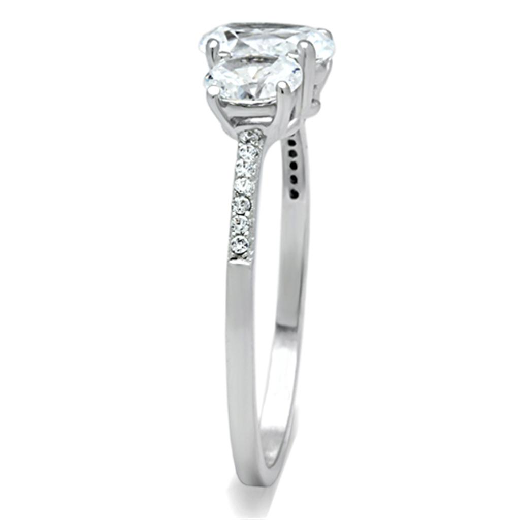 Rhodium 925 Sterling Silver Ring with AAA Grade CZ  in Clear