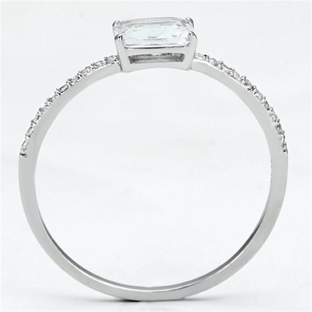 Rhodium 925 Sterling Silver Ring with AAA Grade CZ  in Clear