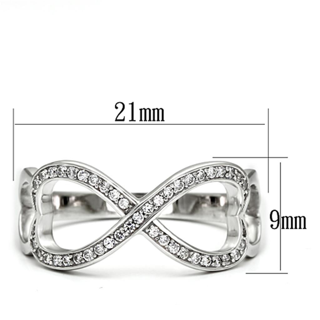 Rhodium 925 Sterling Silver Ring with AAA Grade CZ  in Clear