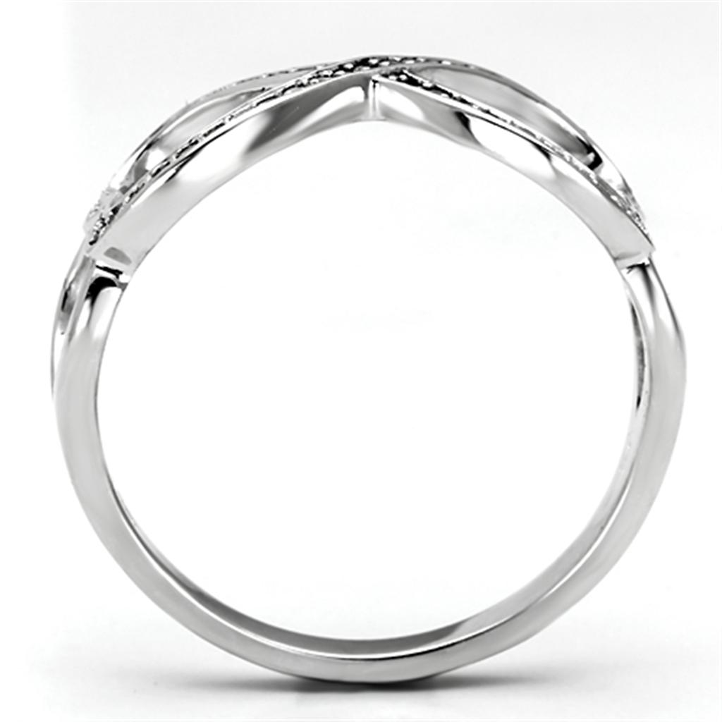 Rhodium 925 Sterling Silver Ring with AAA Grade CZ  in Clear