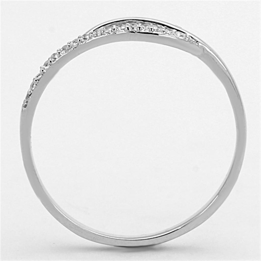 Rhodium 925 Sterling Silver Ring with AAA Grade CZ  in Clear