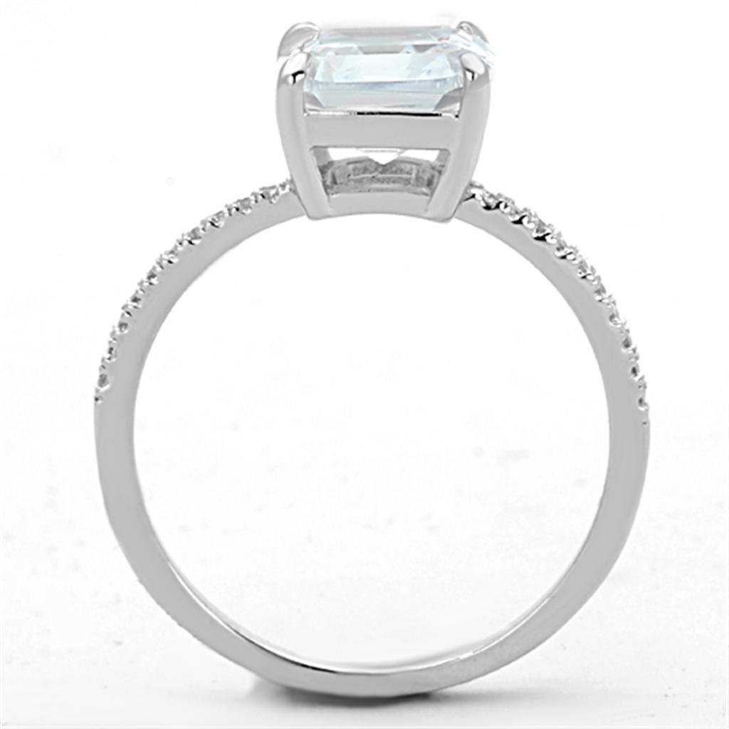 Rhodium 925 Sterling Silver Ring with Cubic  in Clear