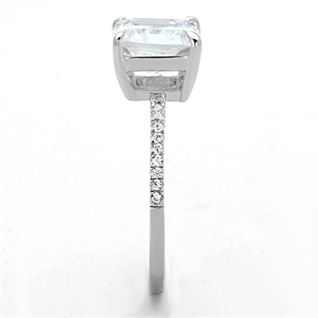 Rhodium 925 Sterling Silver Ring with Cubic  in Clear