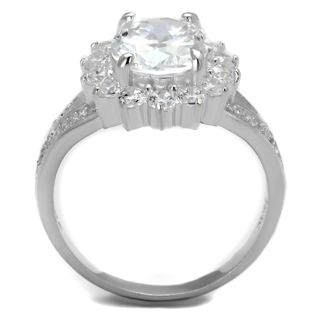 Rhodium 925 Sterling Silver Ring with AAA Grade CZ  in Clear