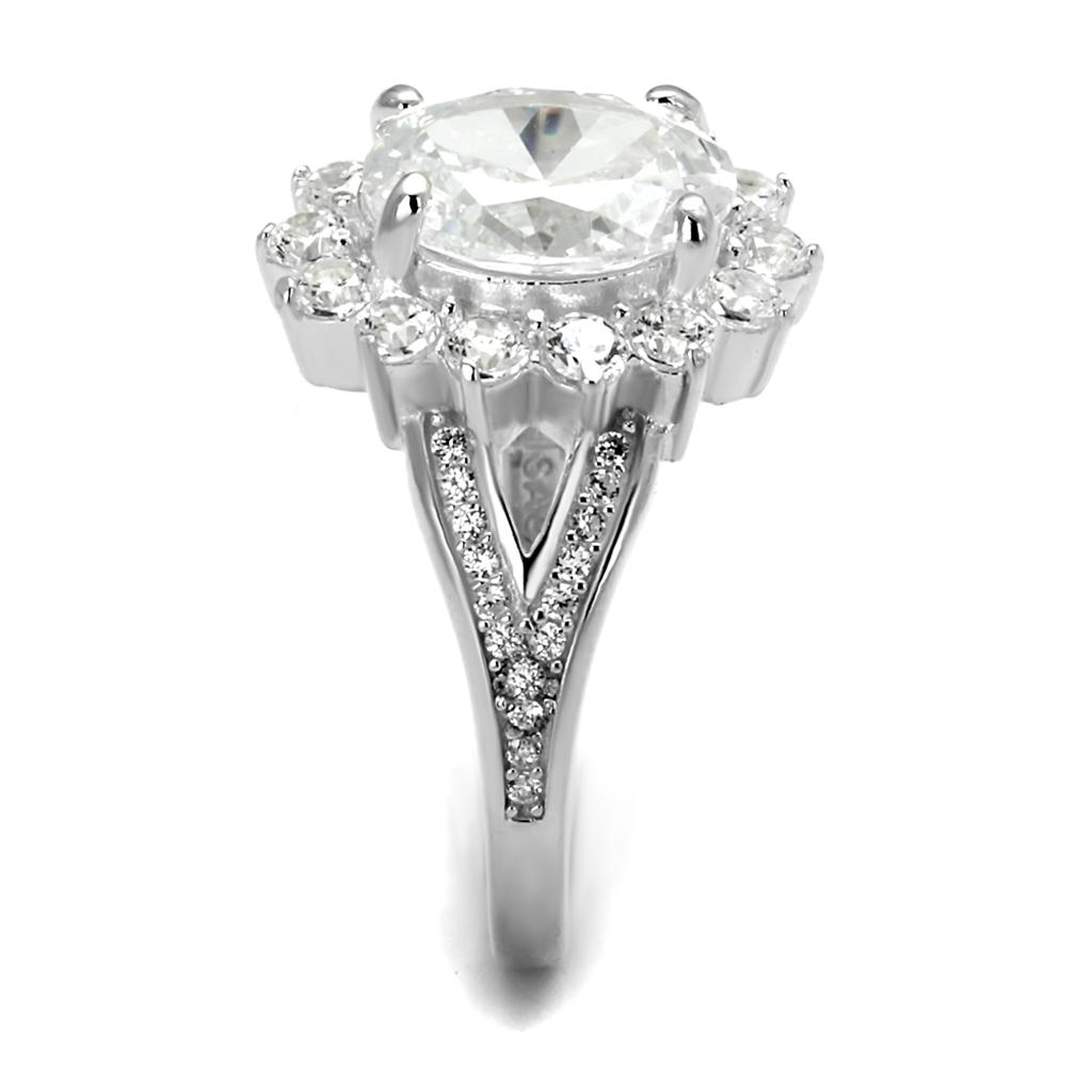 Rhodium 925 Sterling Silver Ring with AAA Grade CZ  in Clear