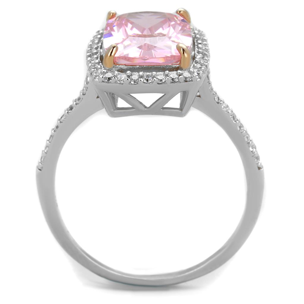 Rose Gold + Rhodium 925 Sterling Silver Ring with AAA Grade CZ  in Rose