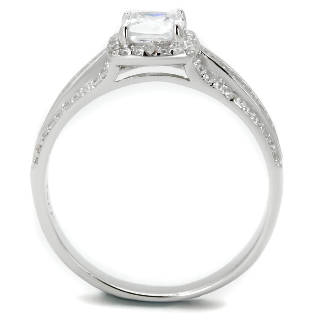 Rhodium 925 Sterling Silver Ring with AAA Grade CZ  in Clear