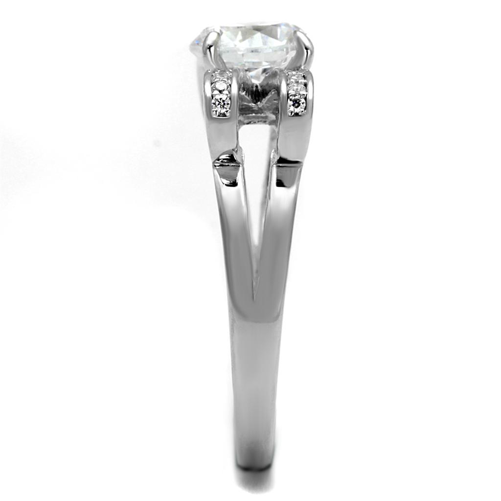 Rhodium 925 Sterling Silver Ring with AAA Grade CZ  in Clear