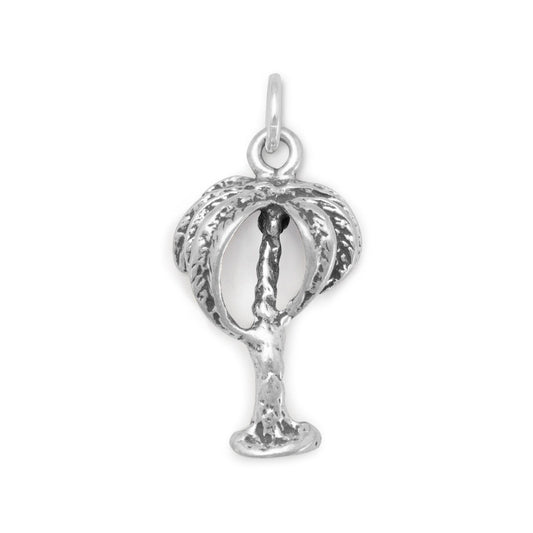 Authentic 925 Sterling Silver Palm Tree Women's Charm for Bracelet or Necklace