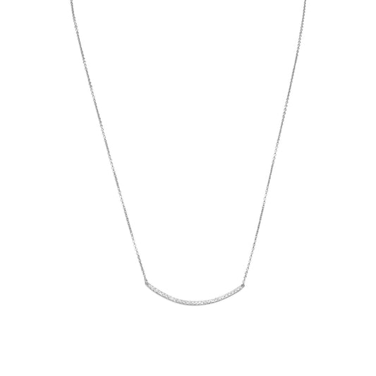 Sterling Silver Cubic Zirconia Curved Bar Necklace