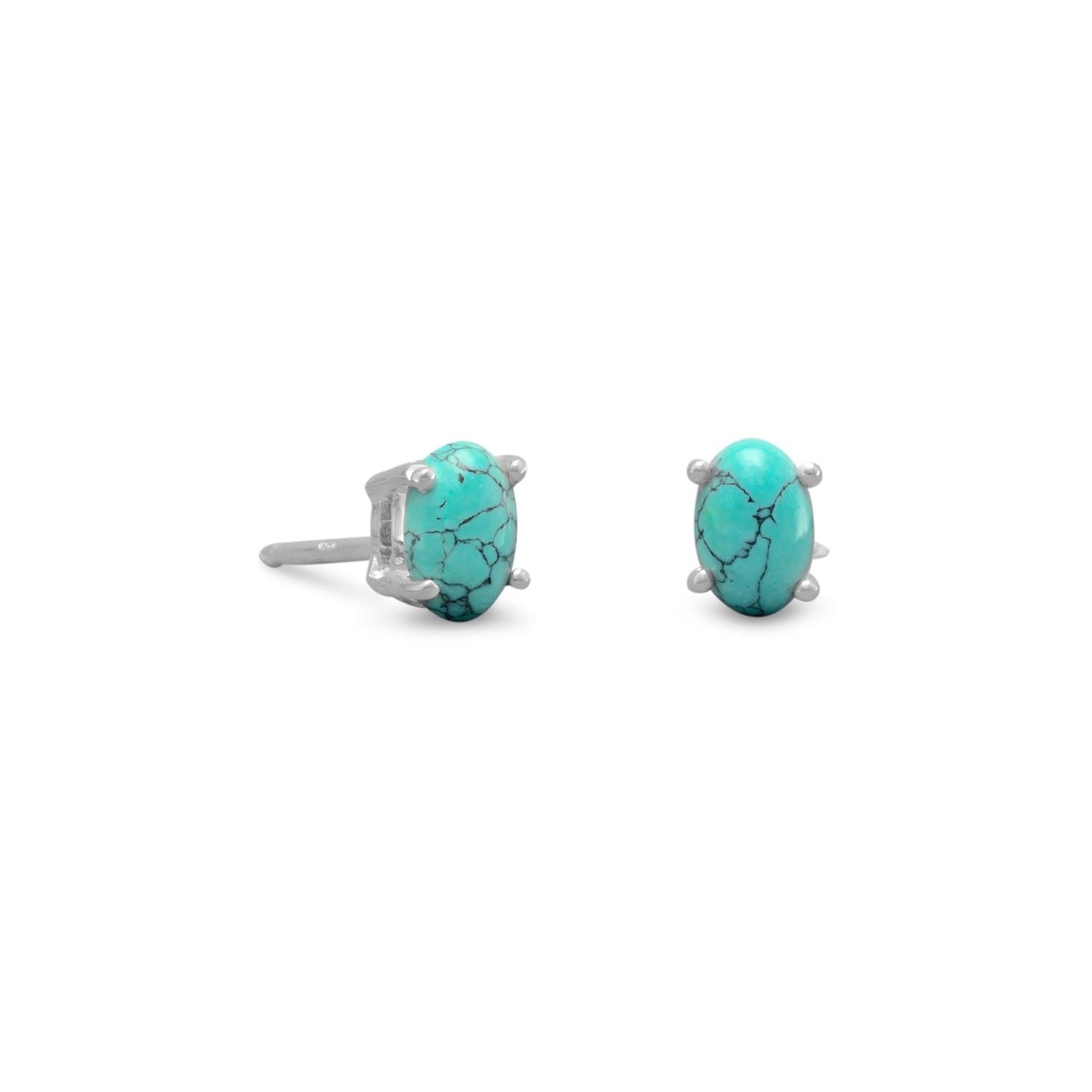 Sterling Silver Reconstituted Turquoise Stud Earrings