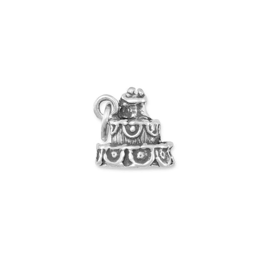 Authentic 925 Sterling Silver Wedding Cake Women's Charm for Bracelet or Necklace