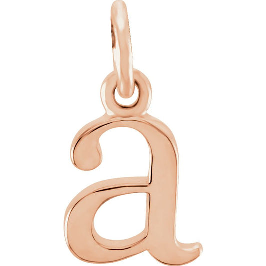 18K Rose Gold Plated 925 Silver Lowercase A 0.35" Initial Pendant for Men Women