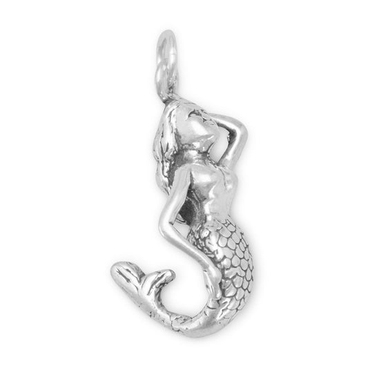 Sterling Silver Oxidized Mermaid Charm