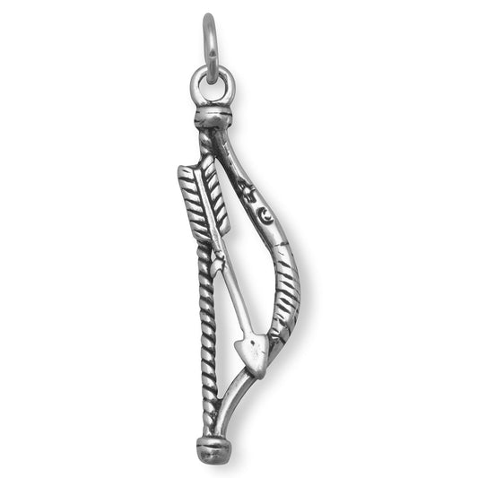 Sterling Silver Oxidized Bow and Arrow Charm