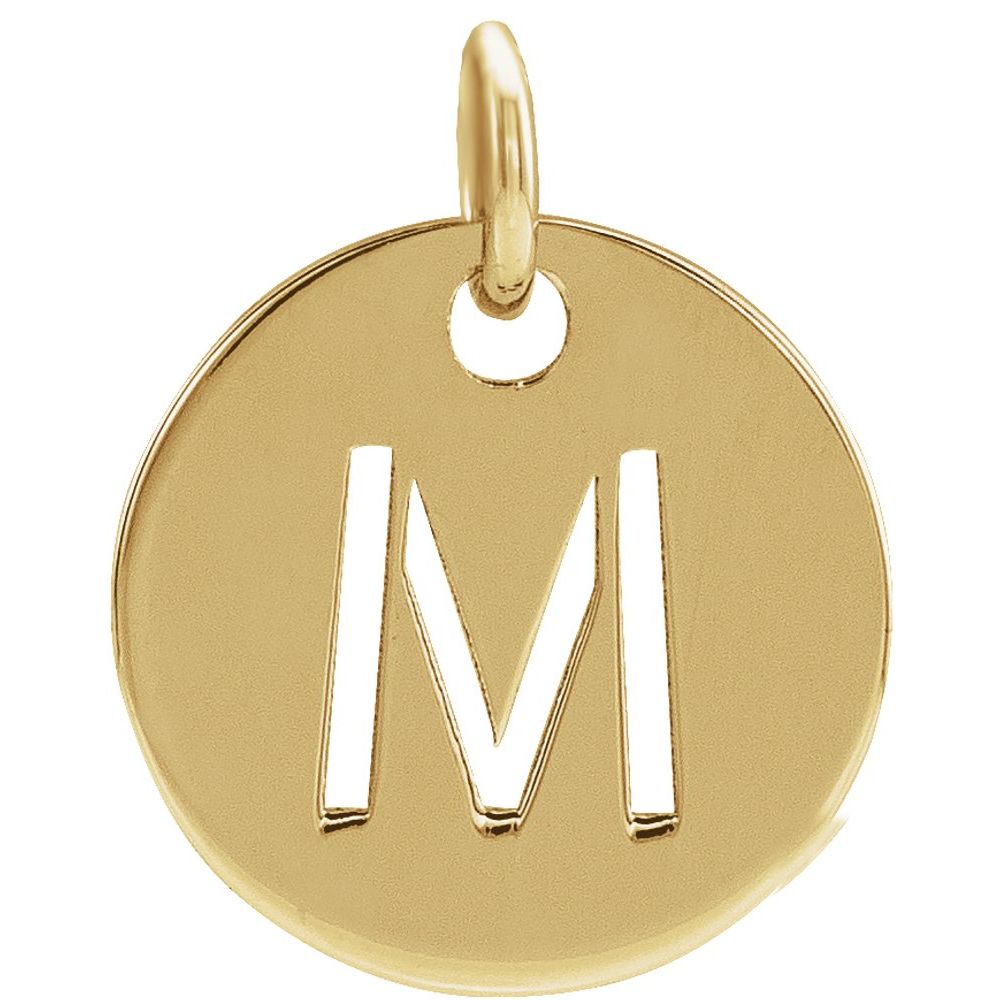 18k Gold Plated 925 Silver Initial M Disc 0.39" Pendant for Men or Women