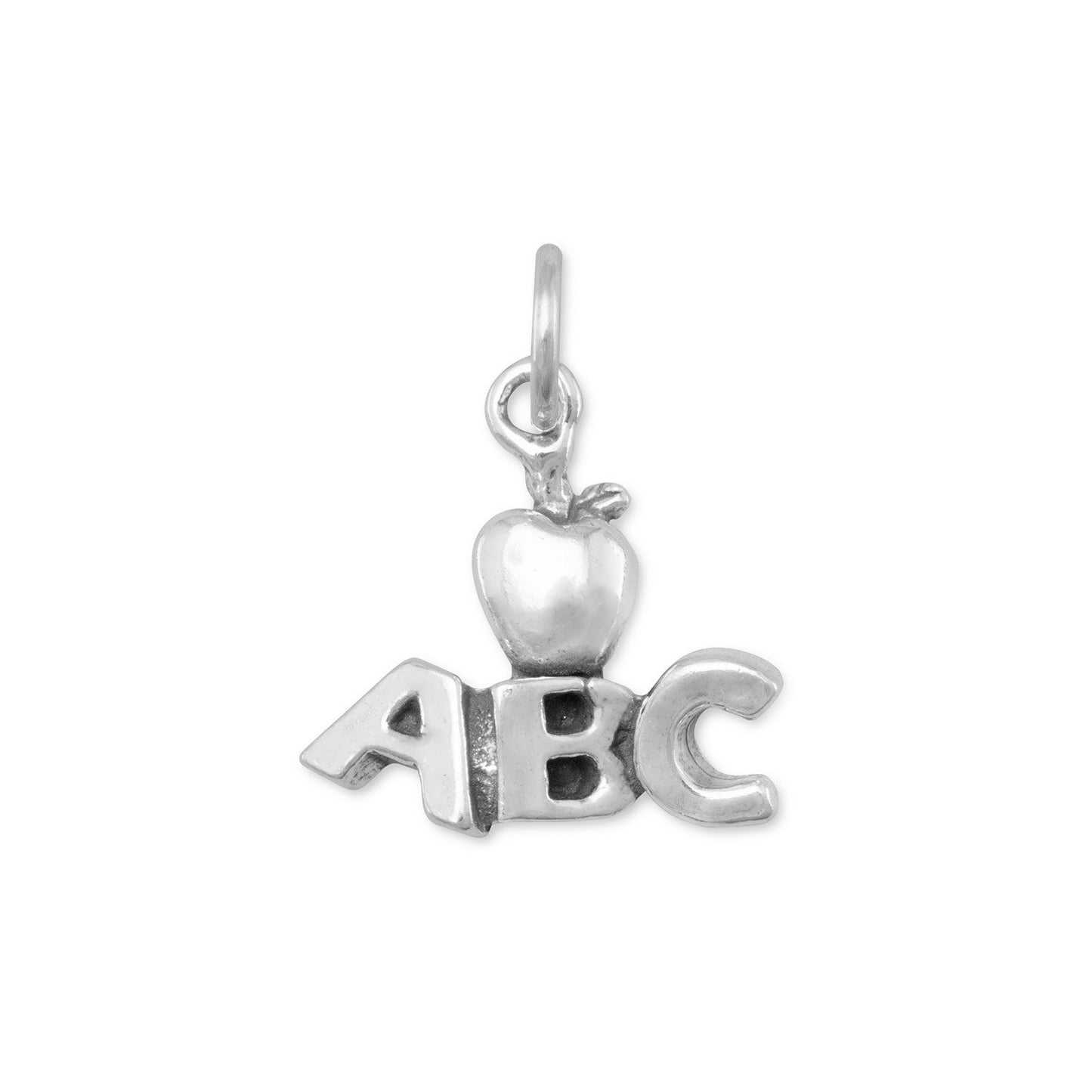 Authentic 925 Sterling Silver ABC with Apple Women's Charm for Charm Bracelet or Necklace