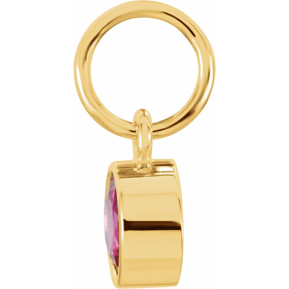 Genuine 14k Yellow Gold 4mm Round Ruby CZ Birthstone Women's Bracelet Charm