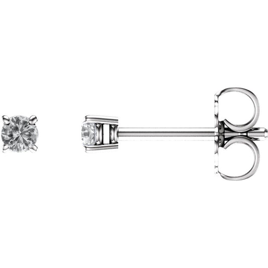 14k White Gold 2.5 mm Natural White Sapphire Stud Earrings