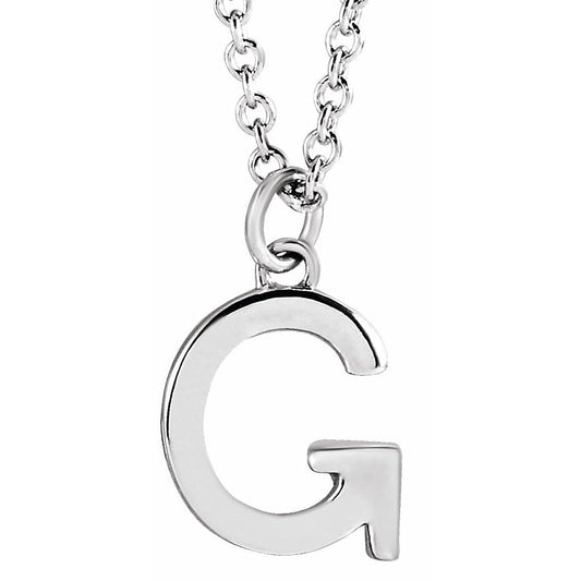 Authentic 925 Sterling Silver 0.37" Letter G Dangle Pendant 16" Initial Necklace