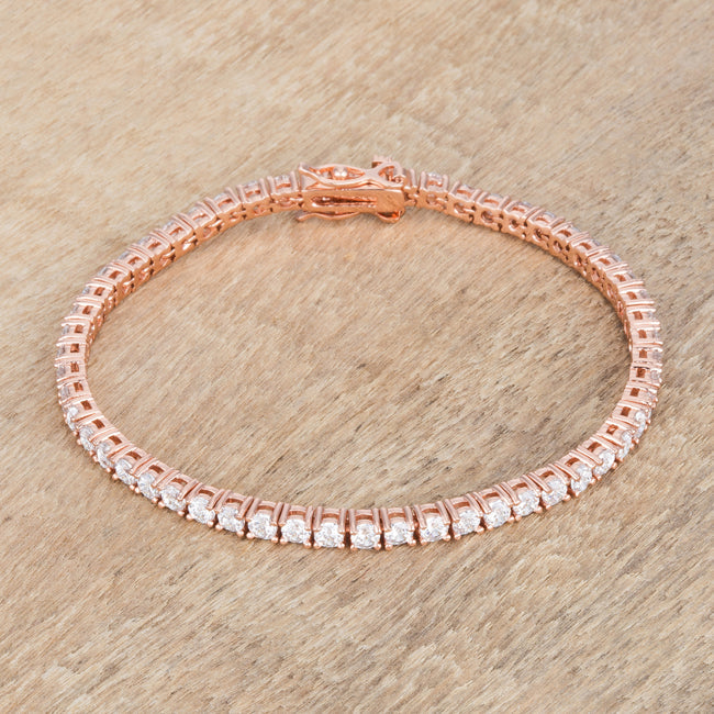 Rose Goldtone Victorian Cubic Zirconia Tennis 7" Bracelet