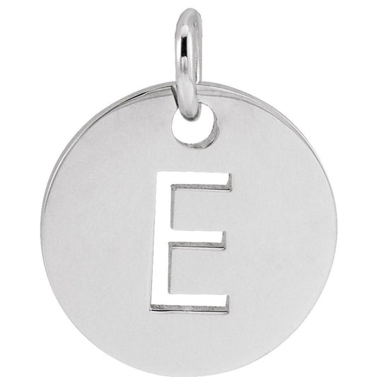 Authentic 925 Sterling Silver Initial E Disc 0.39" Pendant for Men or Women