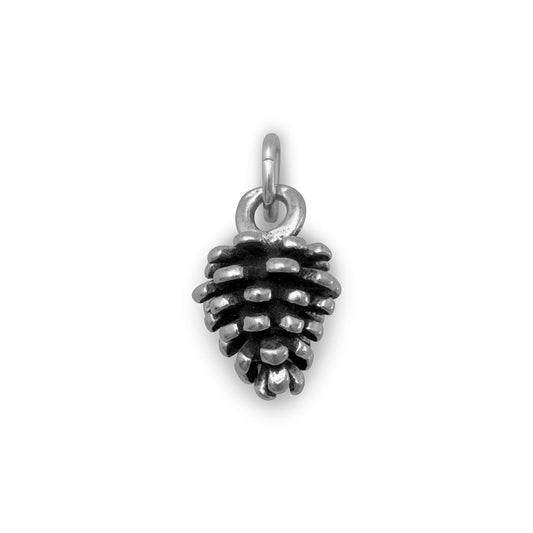 Sterling Silver Oxidized Pine Cone Charm