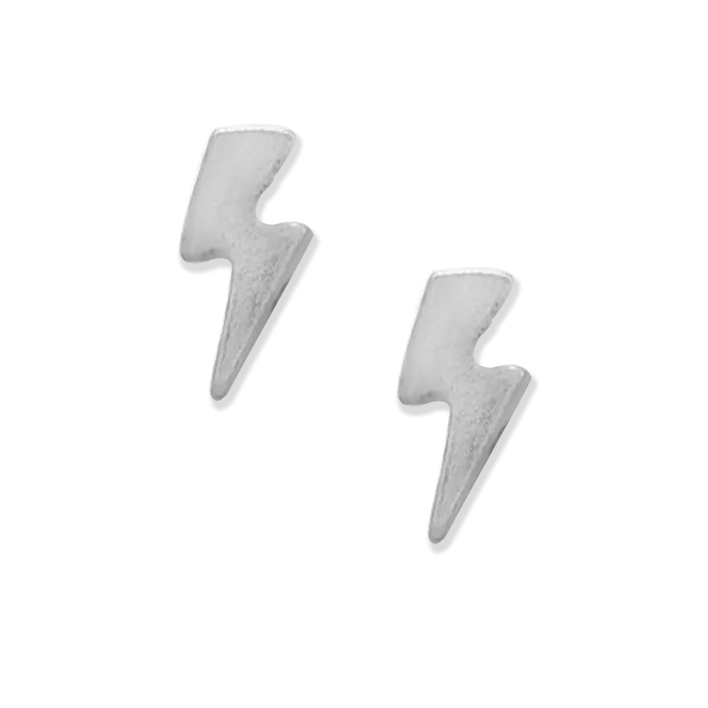 Sterling Silver or 14k Yellow Goldplated Silver Small Lightning Bold Stud Earrings (Sterling Silver)