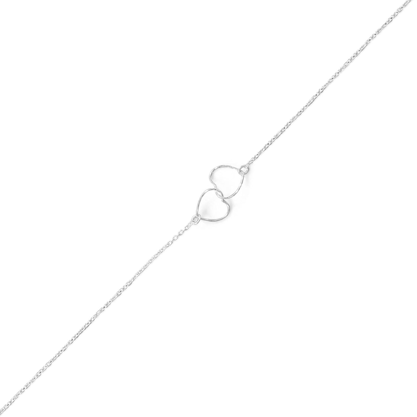 Sterling Silver Intertwined Hearts Chain Anklet