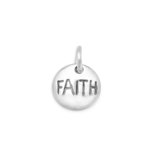 Authentic 925 Sterling Silver Oxidized Faith Women's Charm for Bracelet or Necklace