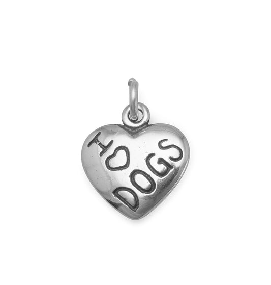 Authentic 925 Sterling Silver I Love Dogs Women's Charm for Bracelet or Necklace