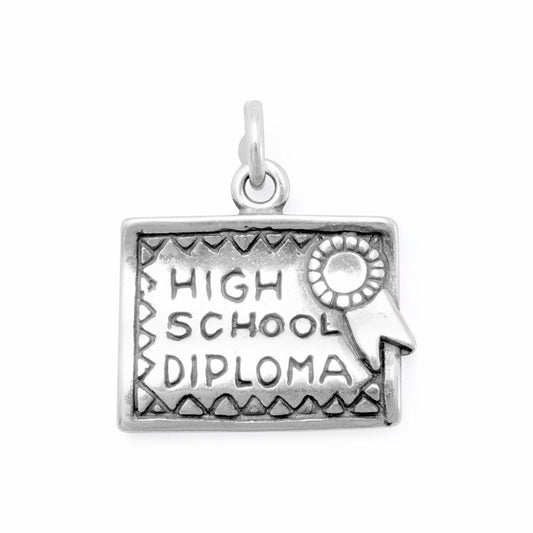 Authentic 925 Sterling Silver High School Diploma Women's Charm for Bracelet or Necklace