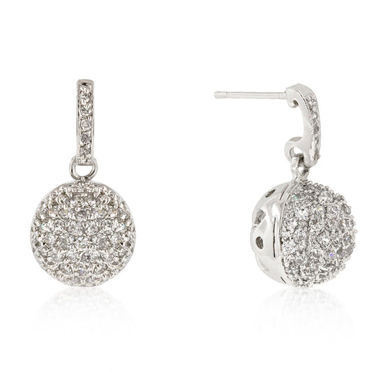 Silvertone Cubic Zirconia Round Ball Dangling Earrings