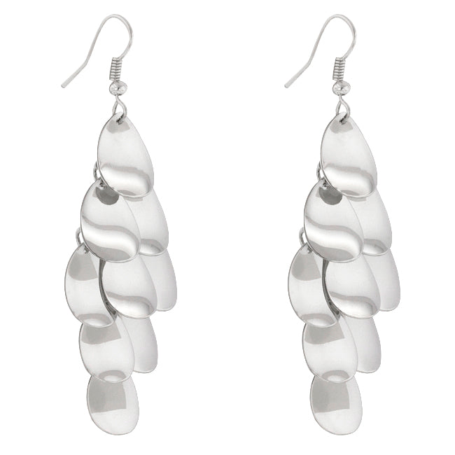 Silvertone Dangling Disc Cascading Earrings