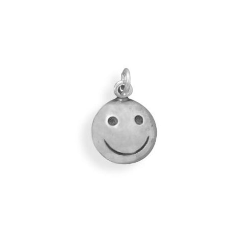 Sterling Silver Oxidized Smiley Face Charm