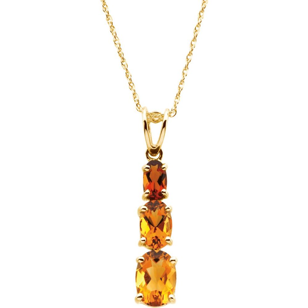 14k Yellow Gold Natural Citrine 18" Necklace