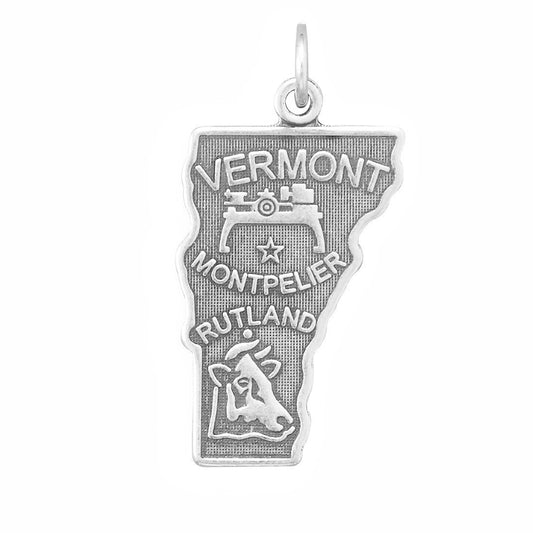 Authentic 925 Sterling Silver Vermont State Women's Charm for Bracelet or Necklace