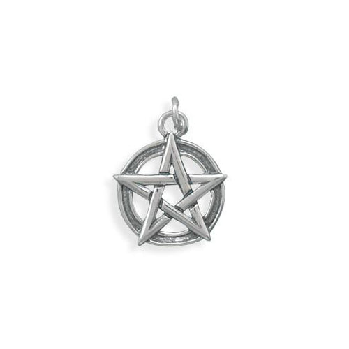 Sterling Silver Oxidized Pentagram Charm