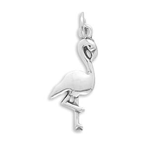 Sterling Silver Oxidized Flamingo Charm