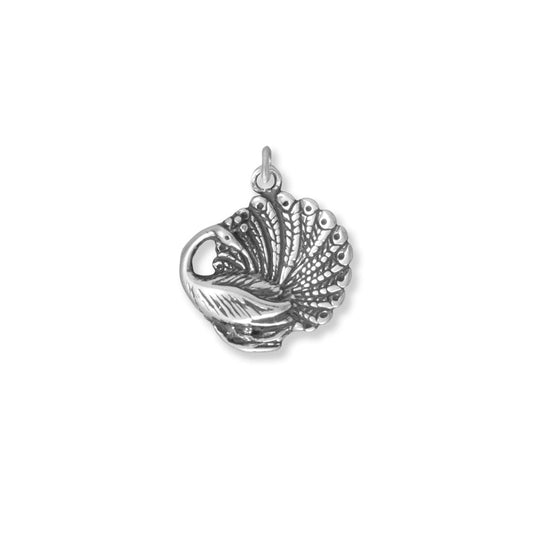 Authentic 925 Sterling Silver Grand Peacock Women's Charm for Bracelet or Necklace