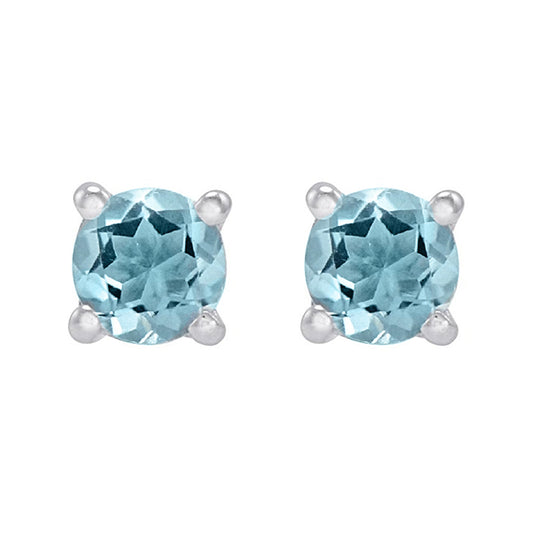 Sterling Silver March Birthstone Cubic Zirconia Stud Earrings