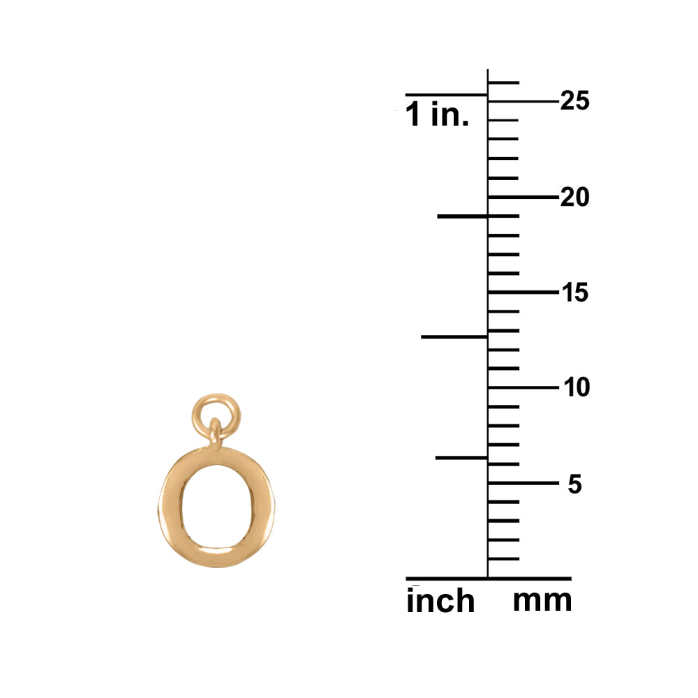 14K Goldplated Sterling Silver Polished "O" Charm With Goldfilled 1.5mm Cable Chain