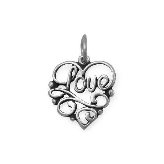 Authentic 925 Sterling Silver Love Heart Women's Charm for Bracelet or Necklace