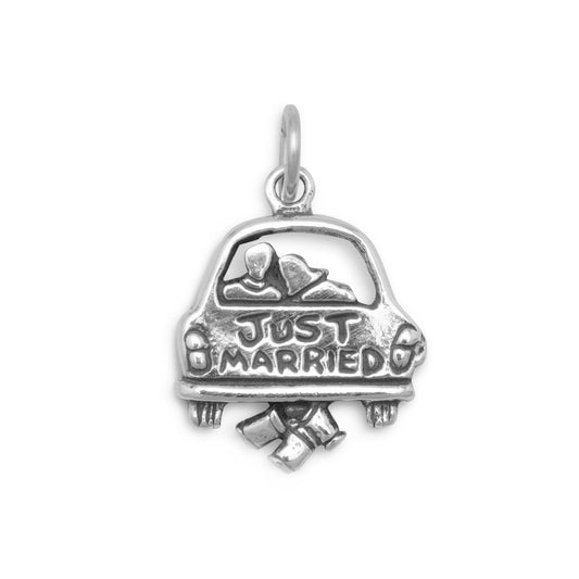 Authentic 925 Sterling Silver Just Married Women's Charm for Charm Bracelet or Necklace