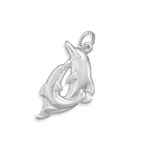 Authentic 925 Sterling Silver Playful Dolphins Women's Charm for Bracelet or Necklace